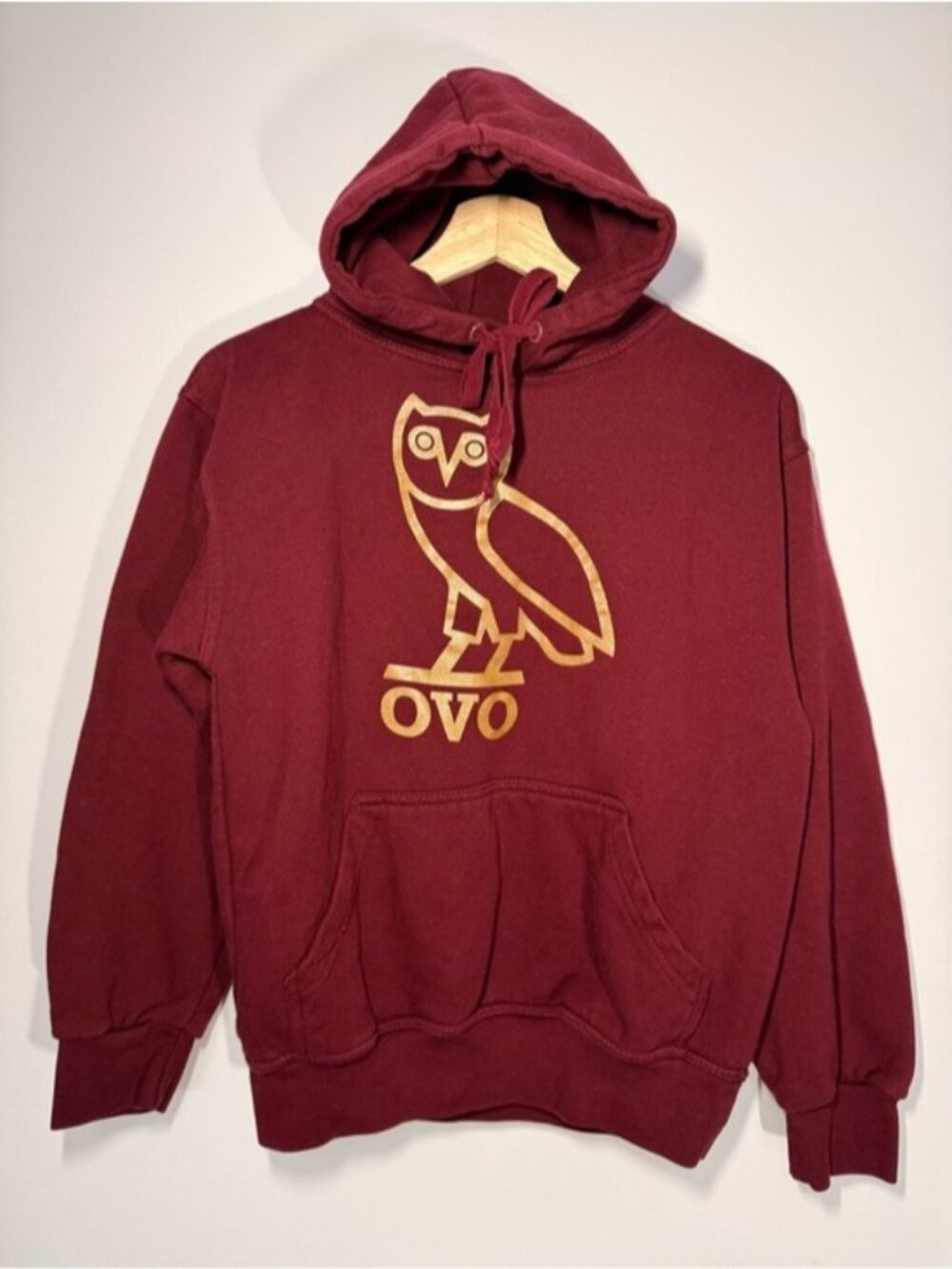OVO Maroon Hoodie with Gold Owl Logo size S